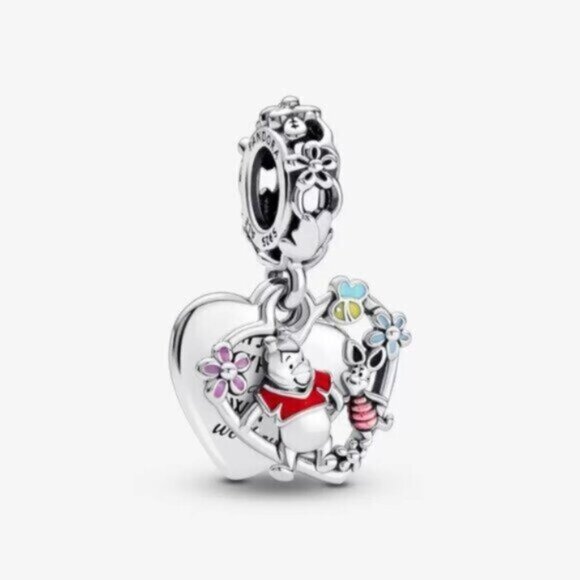 Pandora Winnie the Pooh & Piglet Double Dangle Charm - Picture 1 of 4